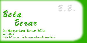 bela berar business card